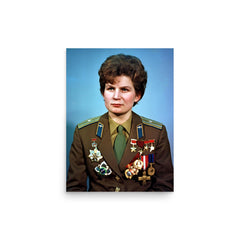 Valentina Tereshkova poster on a plain backdrop in size 12"x16".