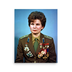 Valentina Tereshkova poster on a plain backdrop in size 16"x20".