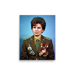 Valentina Tereshkova poster on a plain backdrop in size 8"x10".