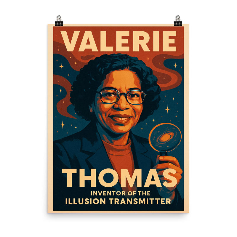 Valerie Thomas poster on a plain backdrop in size 8