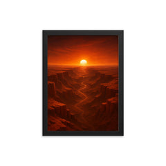 Valles Marineris at Martian sunset framed print on a plain backdrop in size 12"x16".