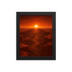 Valles Marineris at Martian sunset framed print on a plain backdrop in size 8"x10".