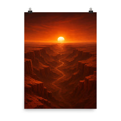 Valles Marineris at Martian sunset poster on a plain backdrop in size 8"x10".