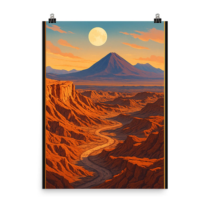 Valley of the Moon Valle de la Luna Chile poster on a plain backdrop in size 8