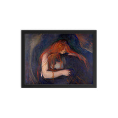 Vampire by Edvard Munch, 1895 framed print on a plain backdrop in size 12"x16".