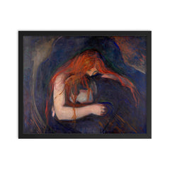 Vampire by Edvard Munch, 1895 framed print on a plain backdrop in size 16"x20".