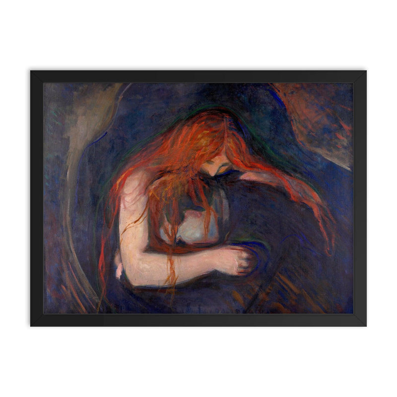 Vampire by Edvard Munch, 1895 framed print on a plain backdrop in size 18