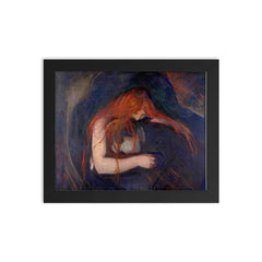 Vampire by Edvard Munch, 1895 framed print on a plain backdrop in size 8"x10".