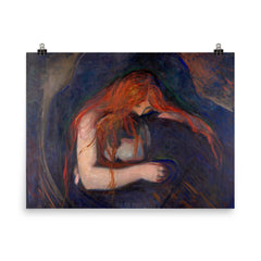 Vampire by Edvard Munch, 1895 poster on a plain backdrop in size 8"x10".
