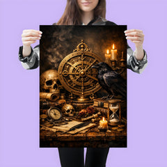 Vanitas still life with astrolabe and raven poster 3