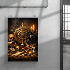 Vanitas still life with astrolabe and raven poster 4