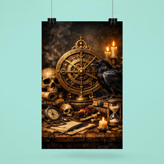 Vanitas still life with astrolabe and raven poster 6