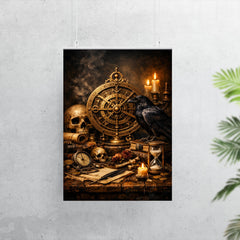Vanitas still life with astrolabe and raven poster 7
