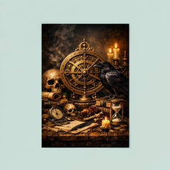 Vanitas still life with astrolabe and raven poster 8