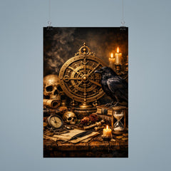 Vanitas still life with astrolabe and raven poster 9