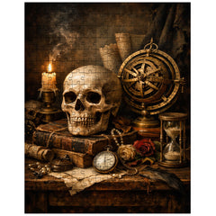 Vanitas still life with skull and astrolabe jigsaw puzzle