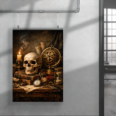 Vanitas still life with skull and astrolabe poster 4