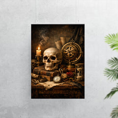 Vanitas still life with skull and astrolabe poster 7