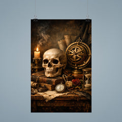 Vanitas still life with skull and astrolabe poster 9