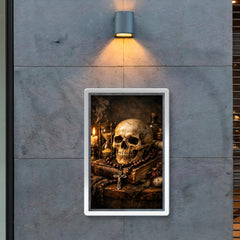 Vanitas still life with skull rosary hourglass poster 2