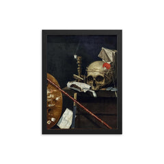 Vanite - Nature Morte by Sebastien Bonnecroy, 1641 framed print on a plain backdrop in size 12"x16".