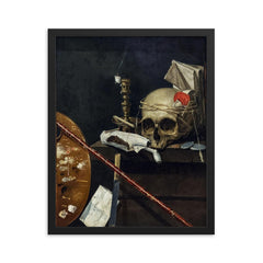 Vanite - Nature Morte by Sebastien Bonnecroy, 1641 framed print on a plain backdrop in size 16"x20".
