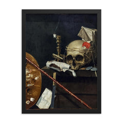 Vanite - Nature Morte by Sebastien Bonnecroy, 1641 framed print on a plain backdrop in size 18"x24".