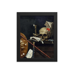 Vanite - Nature Morte by Sebastien Bonnecroy, 1641 framed print on a plain backdrop in size 8"x10".