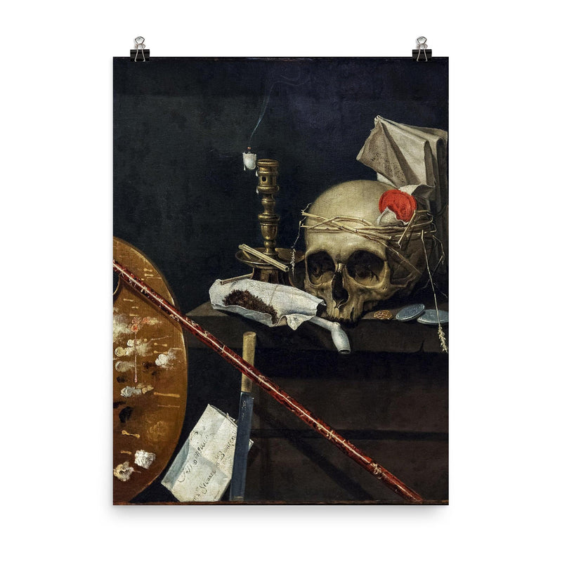 Vanite - Nature Morte by Sebastien Bonnecroy, 1641 poster on a plain backdrop in size 8