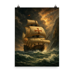 Vasco da Gama rounding the Cape storm poster on a plain backdrop in size 8"x10".