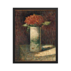 Vase of Flowers by Georges Seurat framed print on a plain backdrop in size 16"x20".