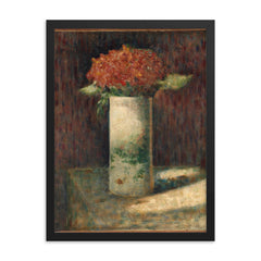 Vase of Flowers by Georges Seurat framed print on a plain backdrop in size 18"x24".