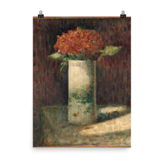 Vase of Flowers by Georges Seurat poster on a plain backdrop in size 8"x10".