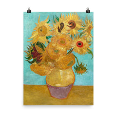 Vase with Twelve Sunflowers by Vincent van Gogh poster on a plain backdrop in size 8"x10".
