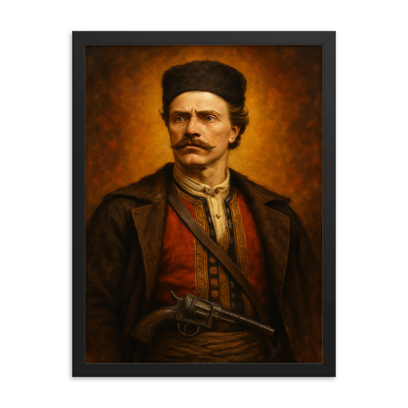 Vasil Levski framed print on a plain backdrop in size 18