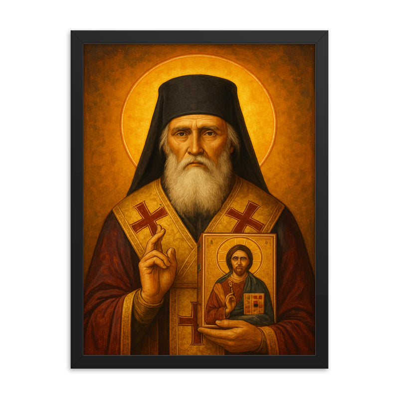 Vasilije Ostroski framed print on a plain backdrop in size 18