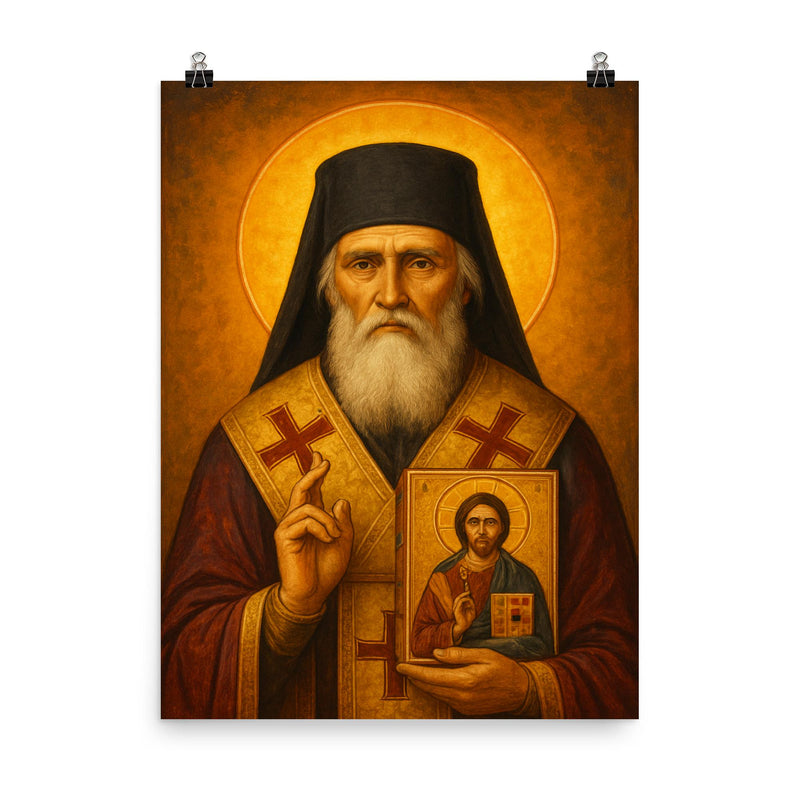 Vasilije Ostroski poster on a plain backdrop in size 8