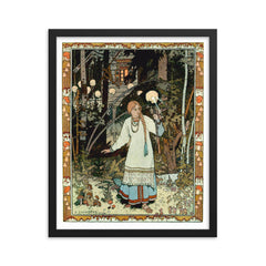 Vasilisa the Beautiful by Ivan Bilibin, 1899 framed print on a plain backdrop in size 16"x20".