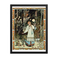 Vasilisa the Beautiful by Ivan Bilibin, 1899 framed print on a plain backdrop in size 18"x24".