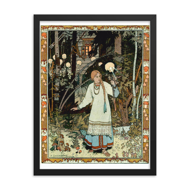 Vasilisa the Beautiful by Ivan Bilibin, 1899 framed print on a plain backdrop in size 18
