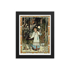 Vasilisa the Beautiful by Ivan Bilibin, 1899 framed print on a plain backdrop in size 8"x10".