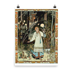 Vasilisa the Beautiful by Ivan Bilibin, 1899 poster on a plain backdrop in size 8"x10".