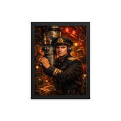 Vasily Arkhipov in Soviet submarine control room framed print on a plain backdrop in size 12"x16".