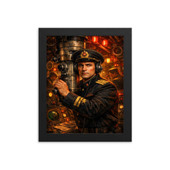 Vasily Arkhipov in Soviet submarine control room framed print on a plain backdrop in size 8"x10".