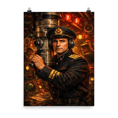 Vasily Arkhipov in Soviet submarine control room poster on a plain backdrop in size 8"x10".
