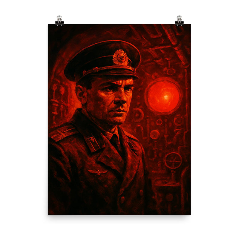 Vasily Arkhipov in submarine red alert glow poster on a plain backdrop in size 8
