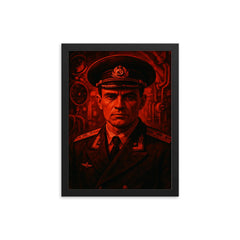 Vasily Arkhipov in submarine red light framed print on a plain backdrop in size 12"x16".