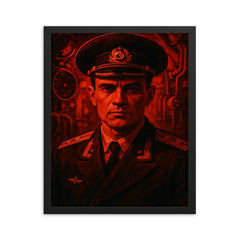 Vasily Arkhipov in submarine red light framed print on a plain backdrop in size 16"x20".