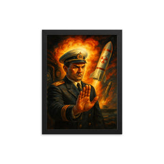 Vasily Arkhipov refusing nuclear launch framed print on a plain backdrop in size 12"x16".
