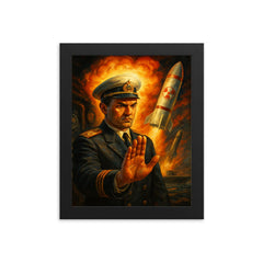 Vasily Arkhipov refusing nuclear launch framed print on a plain backdrop in size 8"x10".